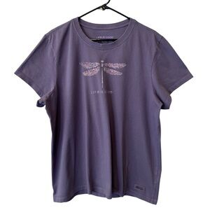 Life is Good dragon fly purple t-shirt XXL